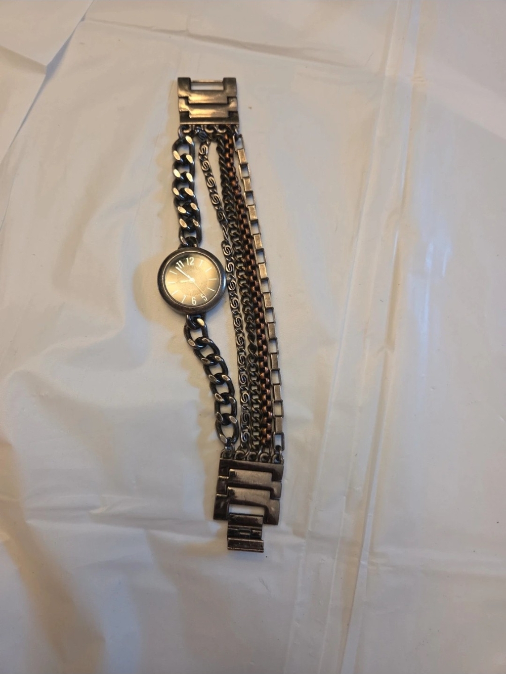 Multi-Chain Silver-Tone Women's Bracelet Watch